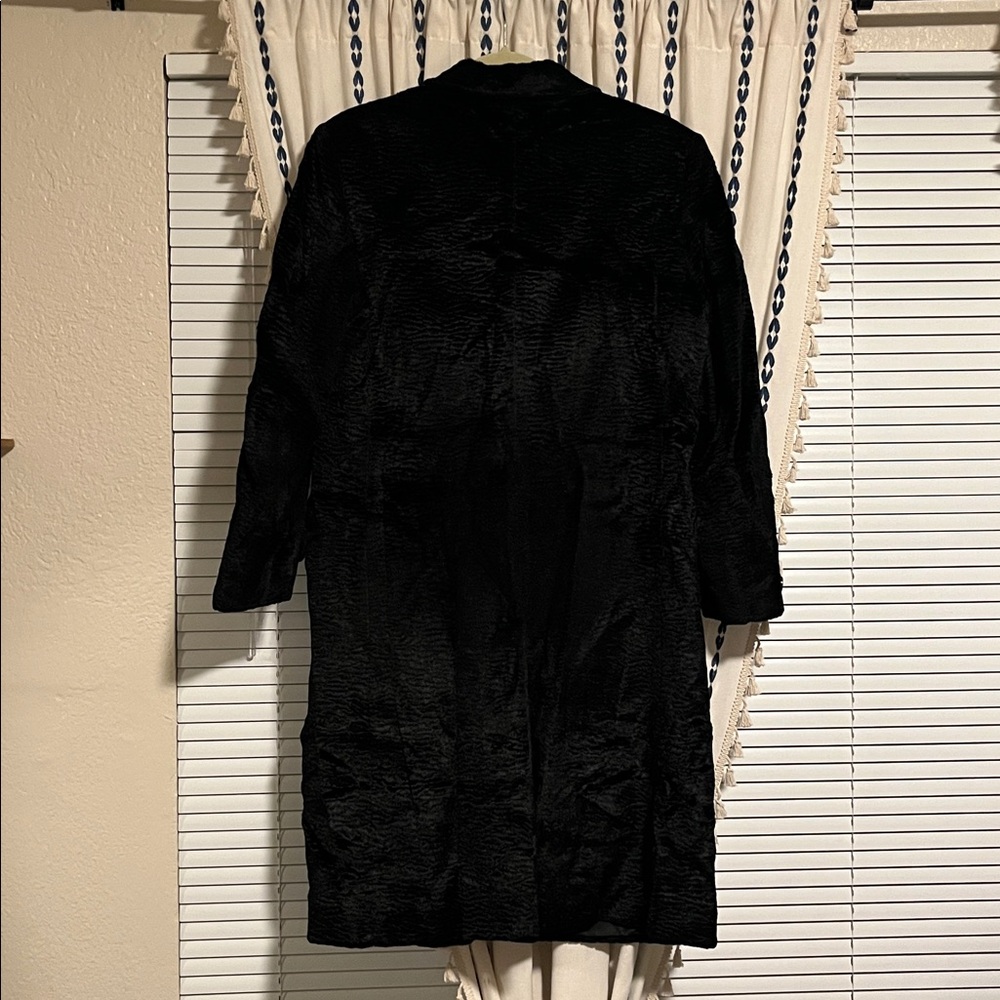 Versace Midnight Black Faux Fur Textured Coat - Picture 3 of 4